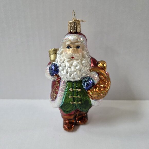 Old World Christmas Bell Ringer Santa Claus Glass Blown Tree Ornament w Box - Picture 2 of 7